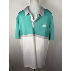 Adidas Colorblock Polo Shirt Men's XL Green White Gray Short Sleeve